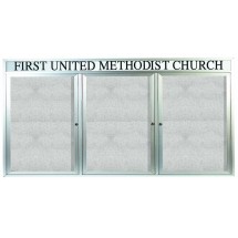 Aarco Products ODCC4896-3RHI Outdoor Enclosed Aluminum Illuminated 3-Door Bulletin Board Cabinet and Header, 96&quot;W x 48&quot;H