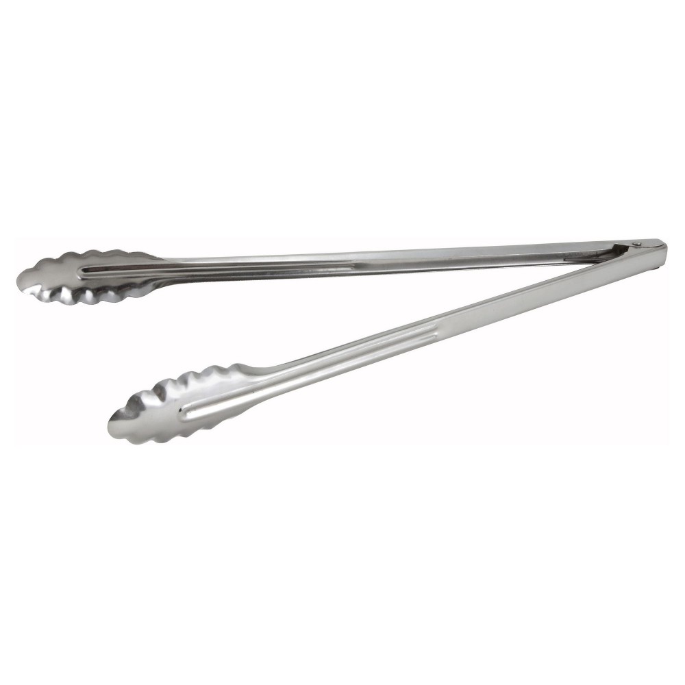 Winco UT-16HP-R 16 Stainless Steel Utility Tongs with Red Coated