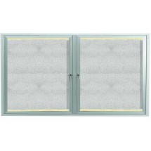 Aarco Products LODCC3660R Silver Enclosed 2 Door Aluminum Indoor/Outdoor Bulletin Board with LED Lighting, 60&quot;W x 36&quot;H