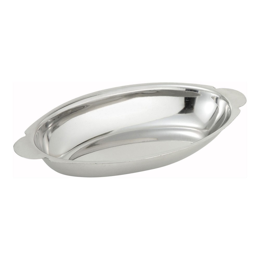 Choice 20 oz. Stainless Steel Oval Au Gratin Dish