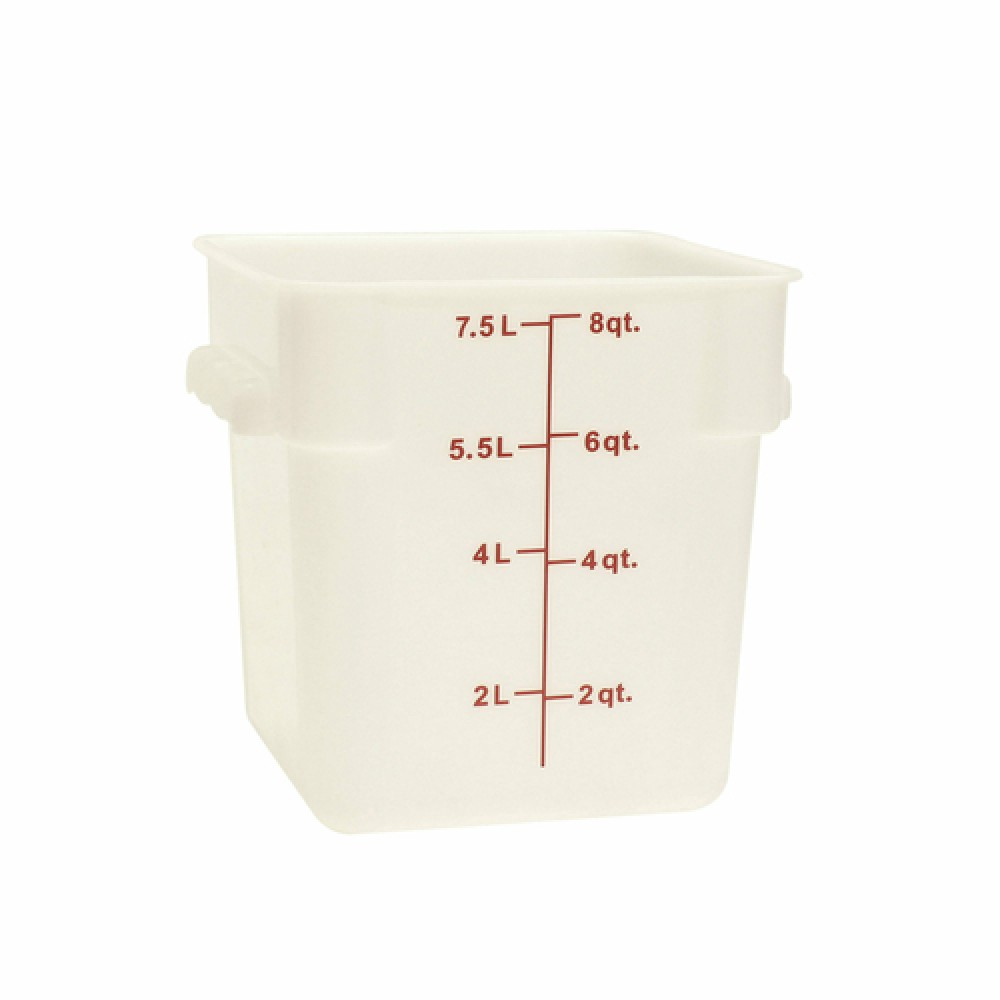 Thunder Group Food Storage Container, Plastic, Square, White, 2 qt