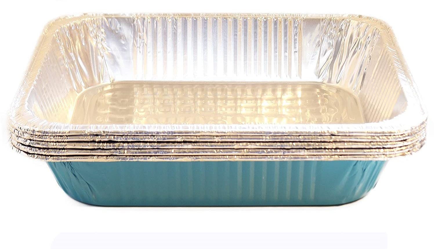 TigerChef Caribbean Blue Disposable Half Size Aluminum Foil Steam Table Pans,  9 x 13 - 5 pcs - LionsDeal