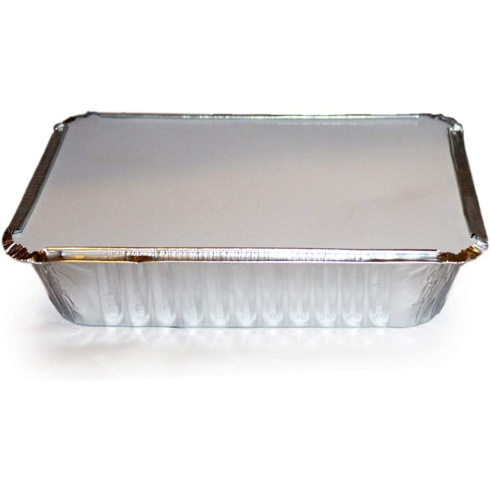 50 Pack Disposable Aluminum Foil Loaf Pans with Lid, 22 Ounce, 8.5