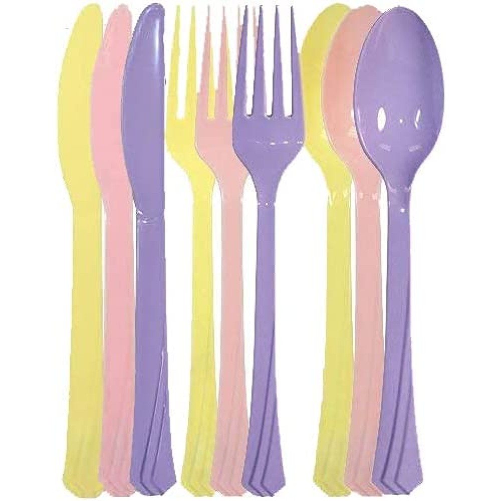 TigerChef Plastic Cutlery Set, Ninjago Colors, 48 Forks, 48