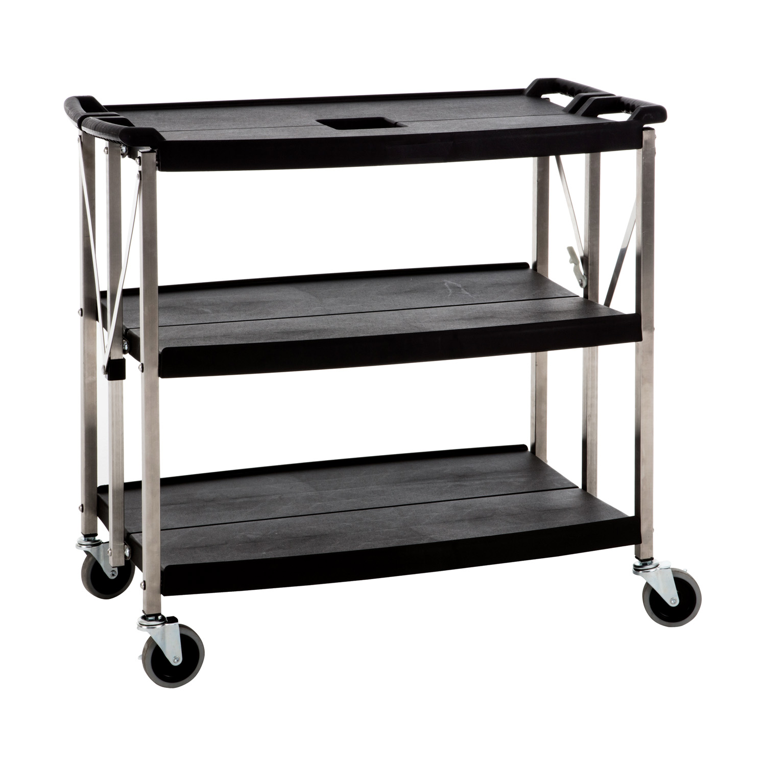 CAC China BTCF-39S Foldable 3-Tier Utility Cart 39" x 20-3/4" x 36" H