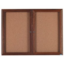 Aarco Products WBC3648R 2-Door Enclosed Bulletin Board with Walnut Finish 48&quot;W x 36&quot;H