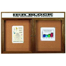Aarco Products WBC3660RH 2-Door Enclosed Bulletin Board with Walnut Finish and Header, 60&quot;W x 36&quot;H