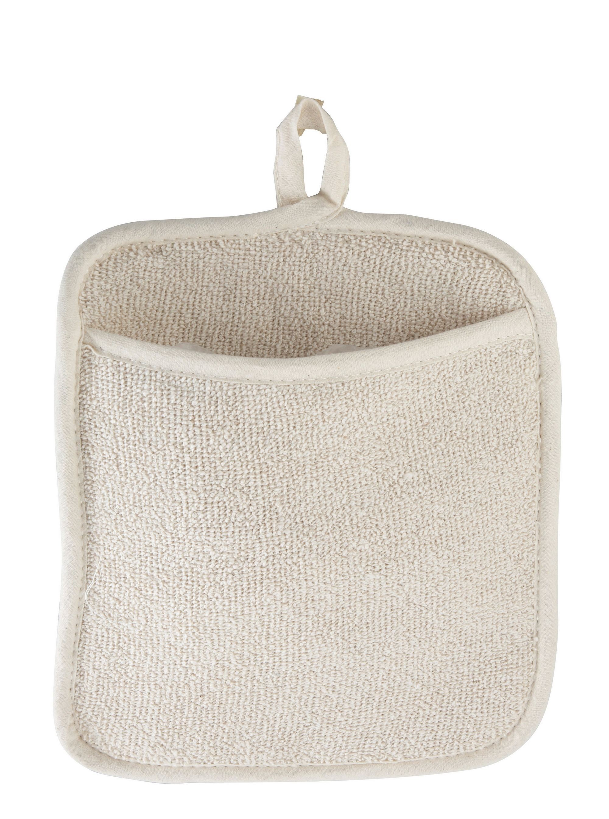 White Terry Material Pot Holder With Pocket - 8-1/2 X 9-1/2