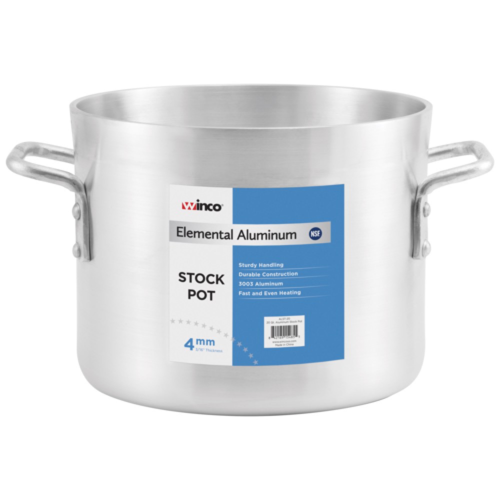 Winco 8-1/2 Quart Aluminum Stock Pot with Reinforced Rim and Riveted  HandleS