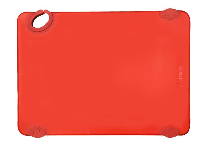 Winco CBN-1218RD Red StatikBoard Cutting Board with Hook, 12 x 18 x 1/2