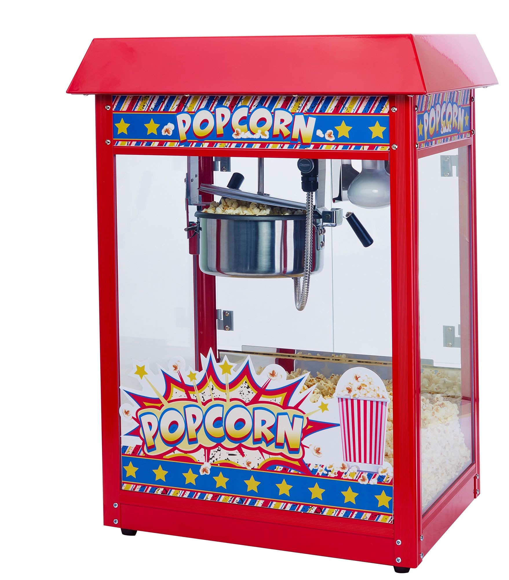 Winco POP-8R Show Time Electric Countertop Popcorn Machine, Red 120V, 1350W  - LionsDeal