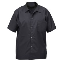 Winco UNF-1KXXL Black Poly-Cotton Blend Short Sleeved Chef Shirt, 2X Large