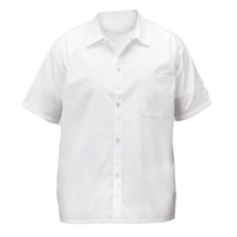 Winco UNF-1WXXL White Poly-Cotton Blend Short Sleeved Chef Shirt, 2X-Large